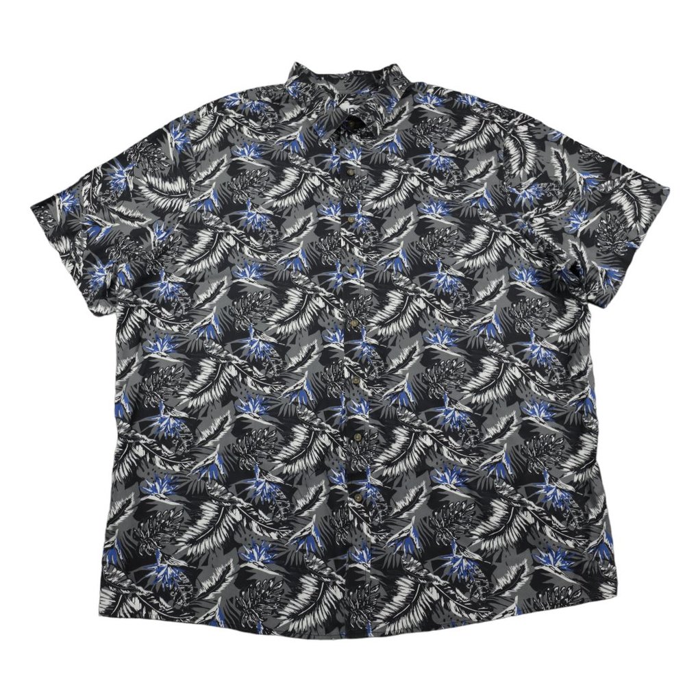 Harbor Bay Short Sleeve Button Up Shirt Men Size 2XLT Gray Birds of Paradise